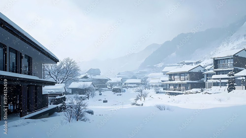 Pixel Art Snowy Japanese Village Nestled At Foot Of Mountain With Snow Covered Roofs Trees And Soft Winter Light Pixel Art Snowy Japanese Village Nestled At Foot Of Mountain With Snow Covered Roofs Trees And Soft Winter Light