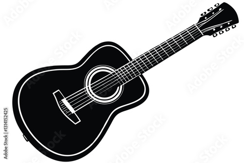 Black Acoustic guitar silhouette vector