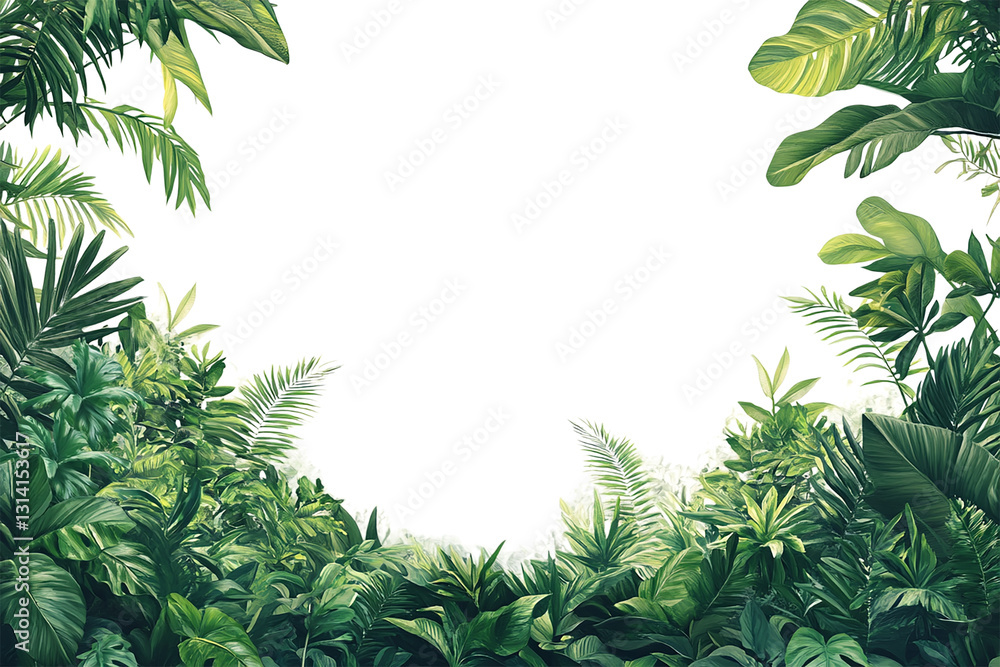 Fototapeta premium Lush Tropical Foliage: A Vibrant Green Paradise