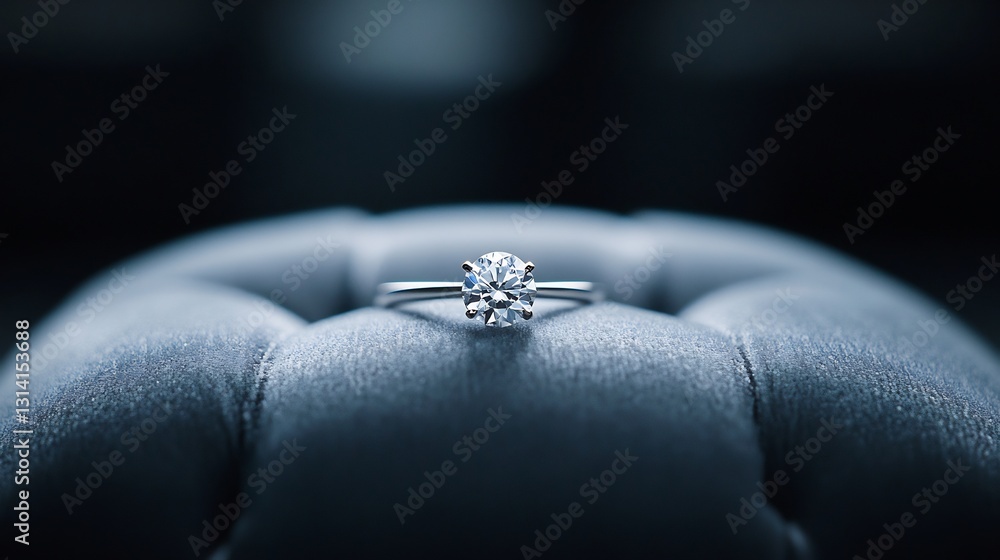 Obraz premium Elegant Diamond Engagement Ring on Velvet