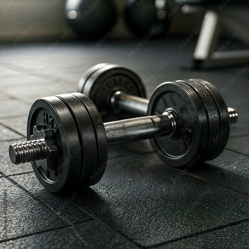 Naklejka premium Heavy-Duty Cast Iron Dumbbells with Knurled Grip