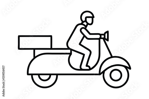 Man Riding Scooter Delivery Icon Vector Fast and Reliable Courier Service Graphics