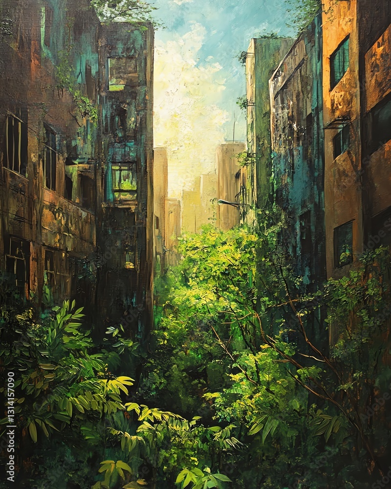 Sustainable living practices in urban environments, illustration style Sustainable living practices in urban environments, illustration style