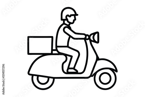 Man Riding Scooter Delivery Icon Vector Fast and Reliable Courier Service Graphics