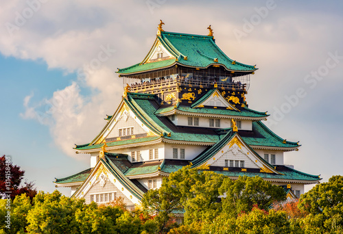 Obraz na płótnie Osaka Castle at sunset, Japan w salonie