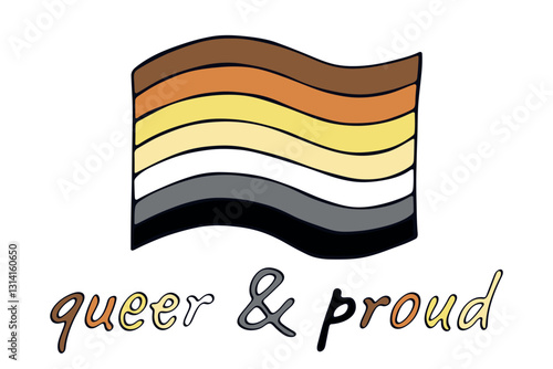 Colorful Bear brotherhood pride flag Happy pride day LGBTQ community Pride Month Vector hand drawn doodle for posters, stickers, logo, cards