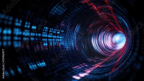 Futuristic abstract tunnel with light effects.