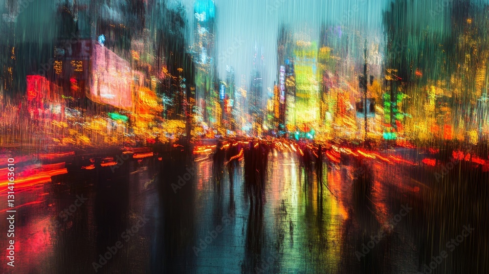 Fototapeta premium Motion blur city cars and dogs