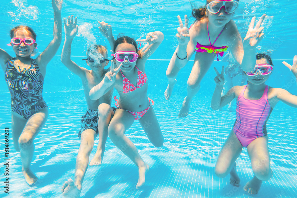 Children play in pool at the resort