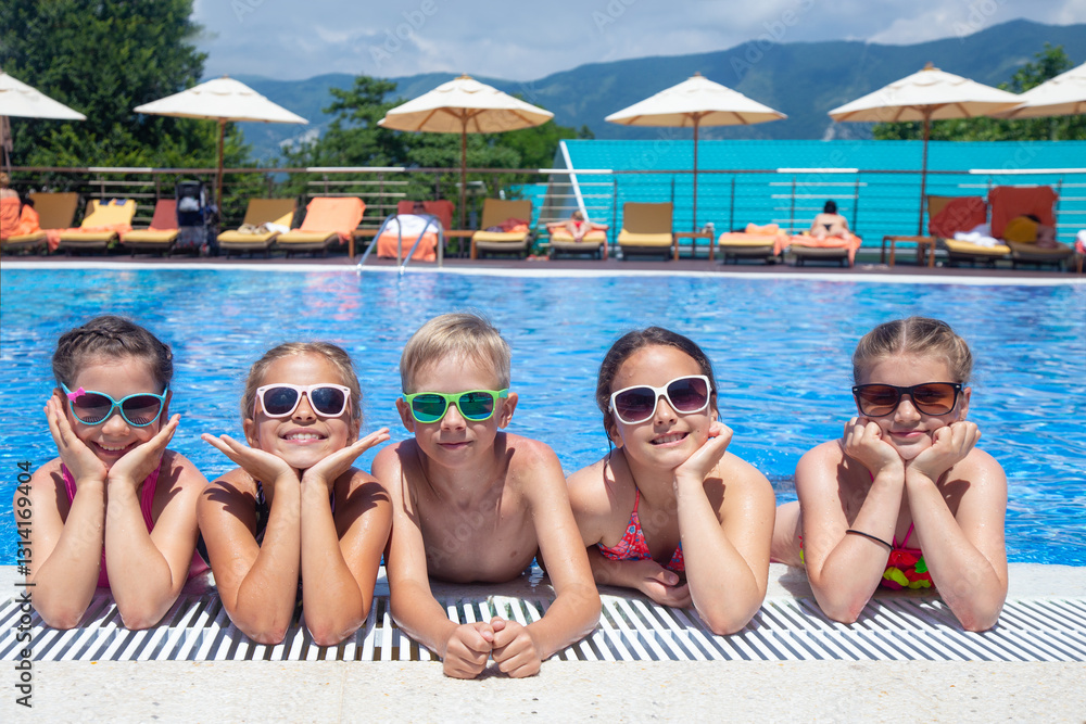 Children play in pool at the resort