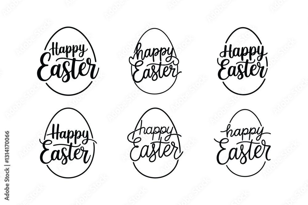 Fototapeta premium Happy easter typography set vector illustration