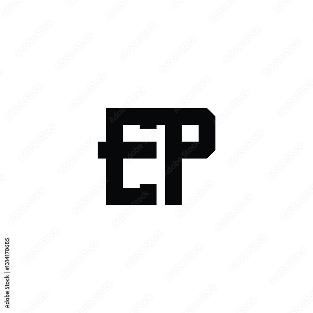 Obraz premium EP monogram logo design letter text name symbol monochrome logotype alphabet character simple logo