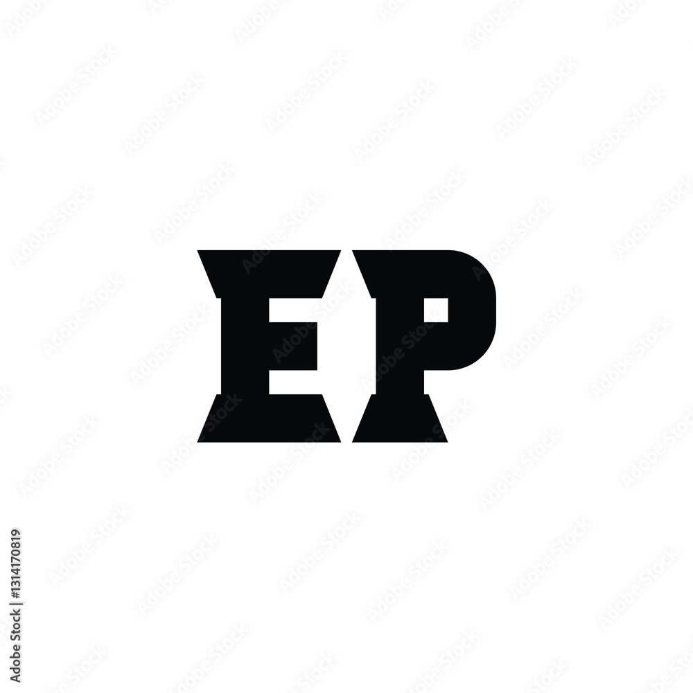 Fototapeta premium EP monogram logo design letter text name symbol monochrome logotype alphabet character simple logo