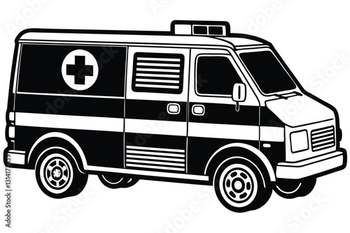 Ambulance Silhouette Simple and Sleek black colour vactor
