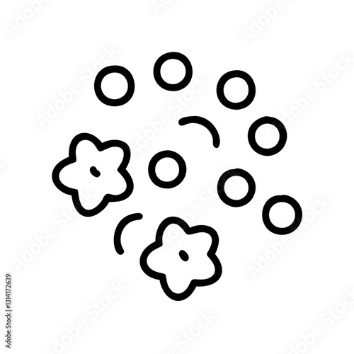 Line icon of pollen with flowers on a transparent background for allergy awareness concepts