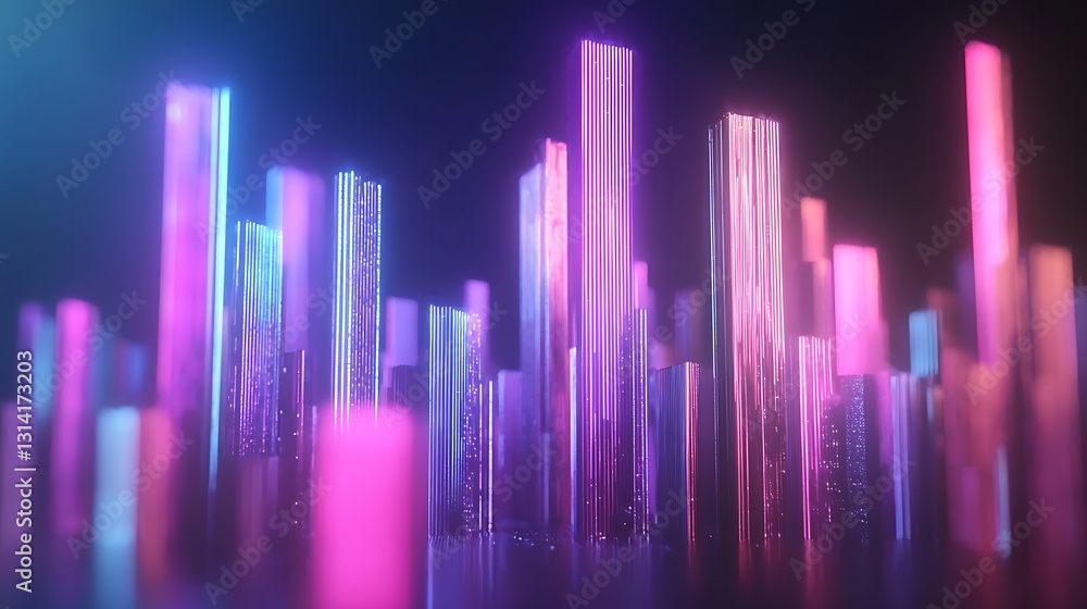 Vibrant Abstract Cityscape in Neon Colors Vibrant Abstract Cityscape in Neon Colors