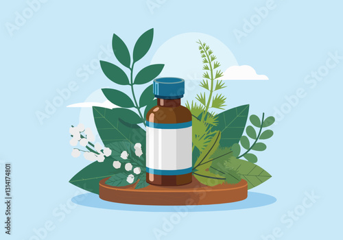 Vector Illustrations for World Homeopathy Day – Herbal Remedies, Homeopathic Bottles, Natural Healing, Icon Designs for Social Media, T-Shirts, Stickers, Posters, Print Cards & Animated GIFs