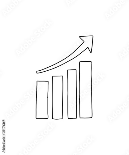 Analysis graph icon in thin outline