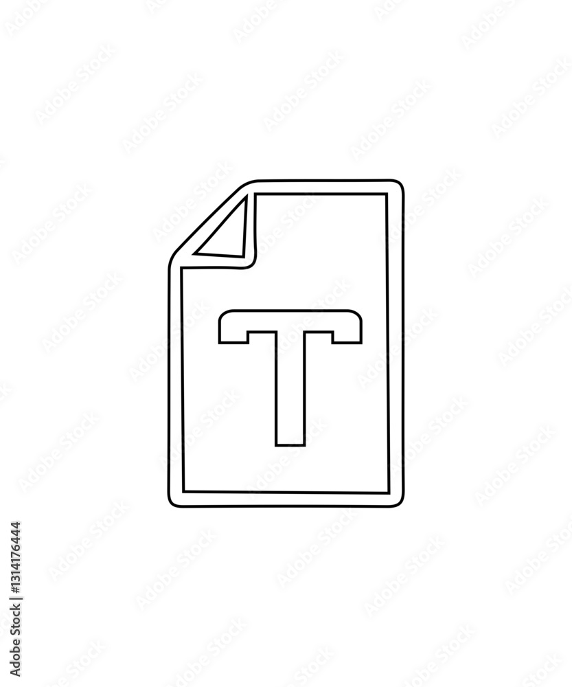 Text file icon in thin outline Text file icon in thin outline
