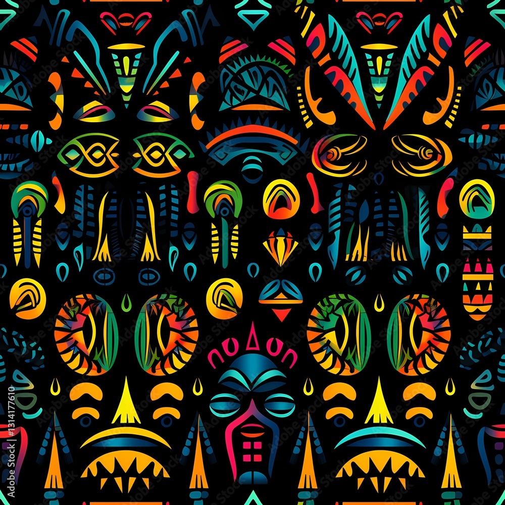 Fototapeta premium A seamless pattern African tribal motifs