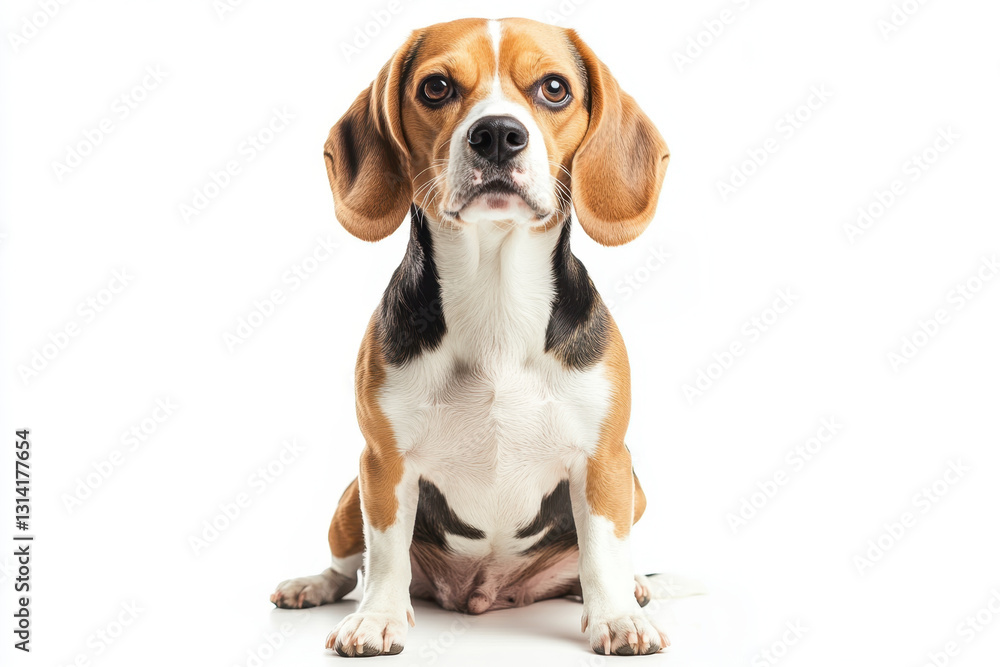 Beagle dog sitting on a white background. Beagle dog sitting on a white background.