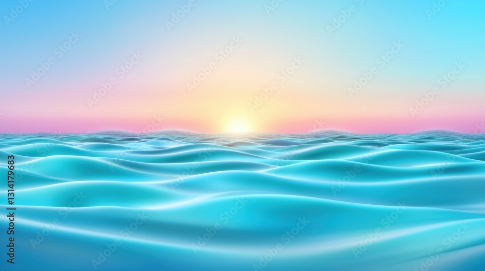 Fototapeta premium Calm ocean waves at sunrise reflecting soft pastel colors over tranquil water surface