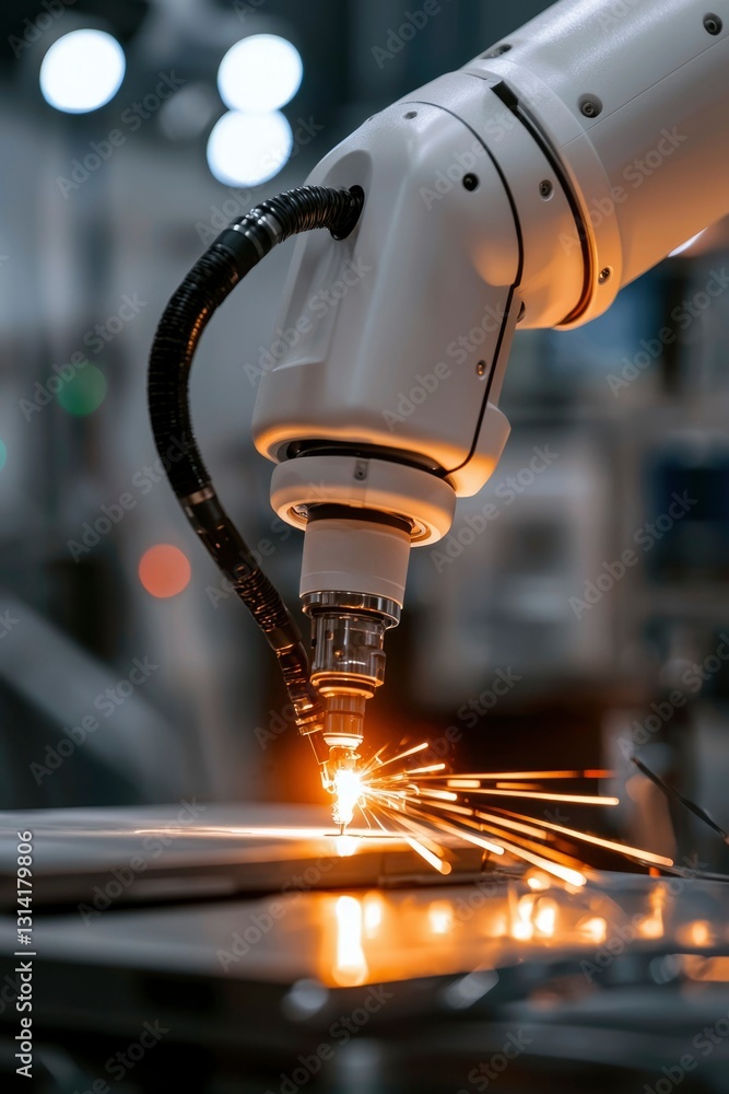 Industrial robot cutting metal Industrial robot cutting metal