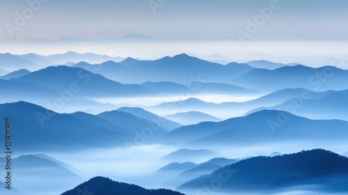 Wallpaper Mural Layers of blue mountains shrouded in mist Torontodigital.ca