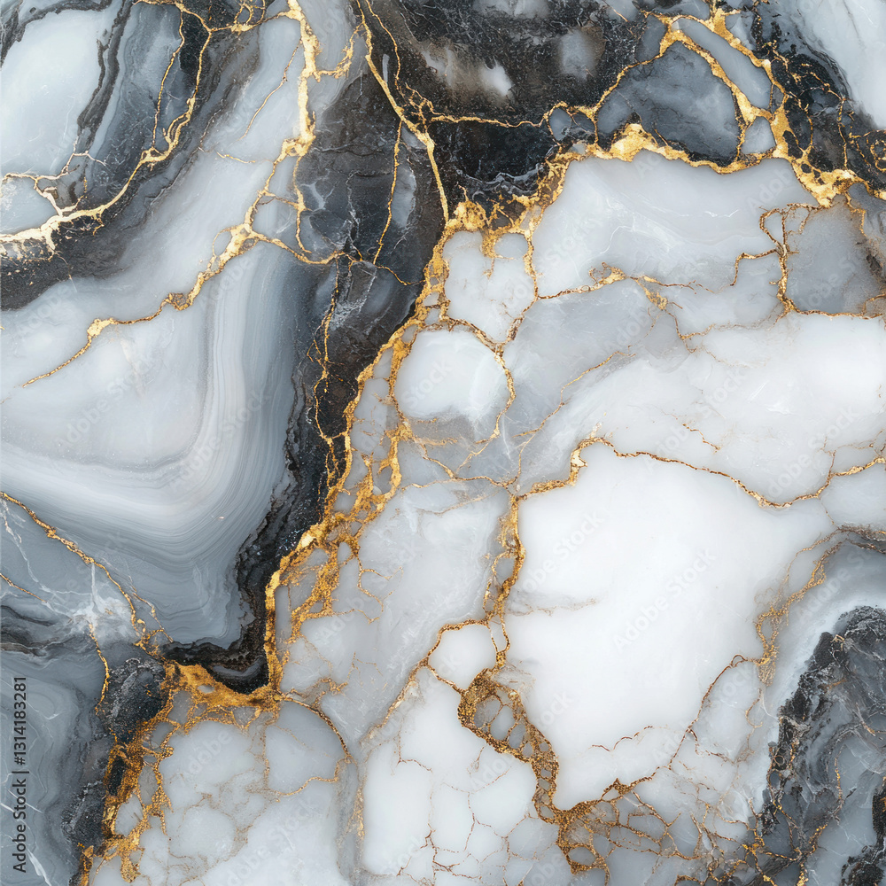 Obraz premium Abstract grey, white, and gold marble texture.