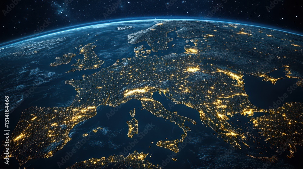 A breathtaking view of Earth at night, showcasing a tapestry of city lights twinkling like stars against the dark backdrop of the atmosphere, with constellations shimmering above. A breathtaking view of Earth at night, showcasing a tapestry of city lights twinkling like stars against the dark backdrop of the atmosphere, with constellations shimmering above.