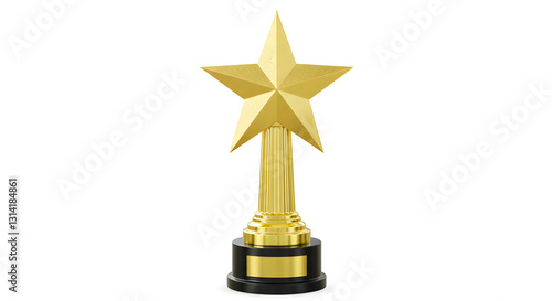 Golden star award trophy illustration set