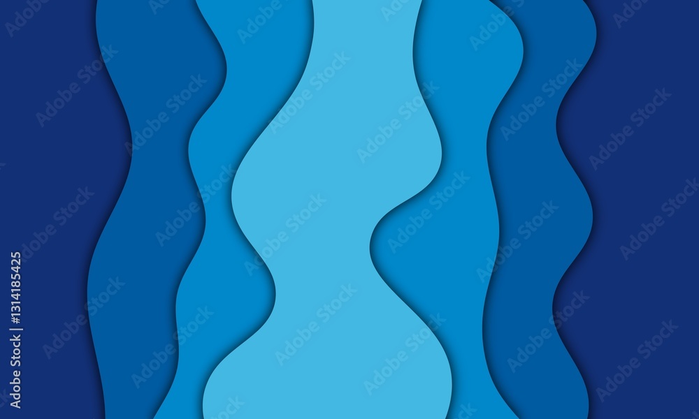Abstract paper cut blue deep sea background. Multi layers blue gradient papercut design. Origami papercut suitable for your design Abstract paper cut blue deep sea background. Multi layers blue gradient papercut design. Origami papercut suitable for your design