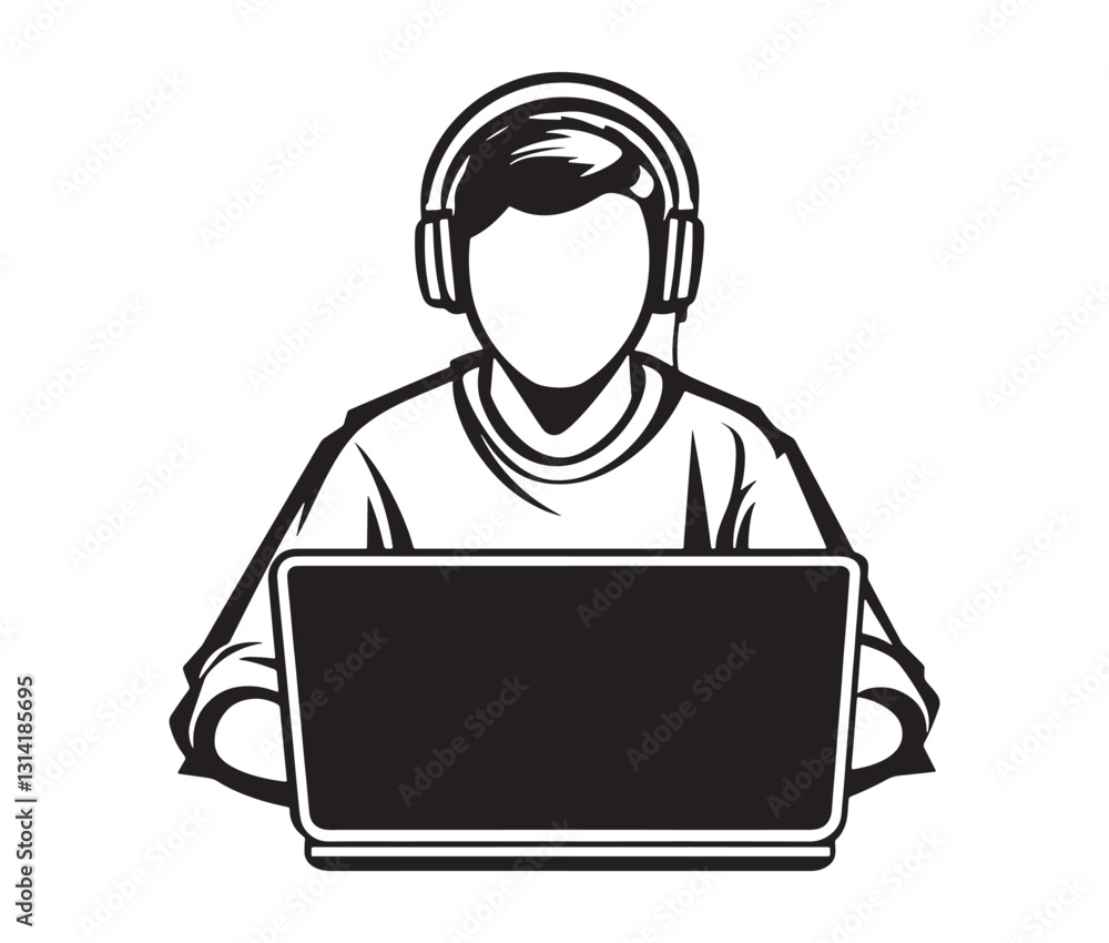 Customer service operator icon. Call center agent providing online assistance. Customer service operator icon. Call center agent providing online assistance.