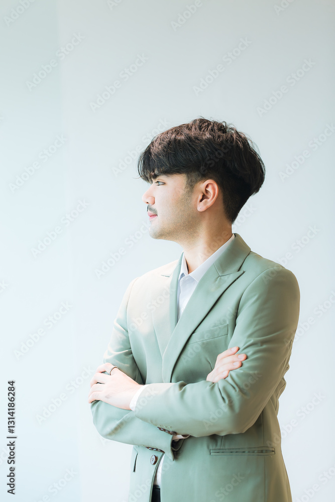 Young Asian businessman,A young office worker man wearing a suit and glasses is posing with various facial expressions. Young Asian businessman,A young office worker man wearing a suit and glasses is posing with various facial expressions.