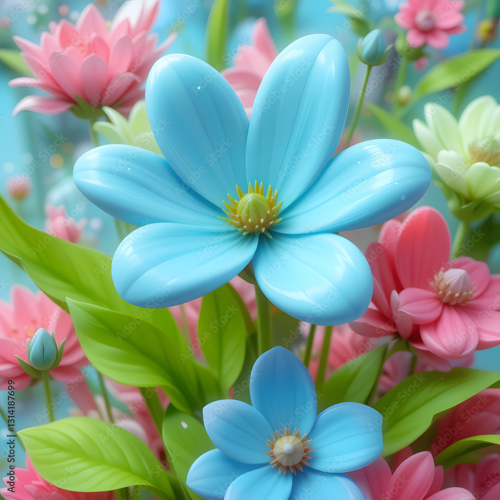 Fototapeta premium bouquet of flowers. bouquet of flowers on pink soft and clean background. bouquet of colorful flowers. 