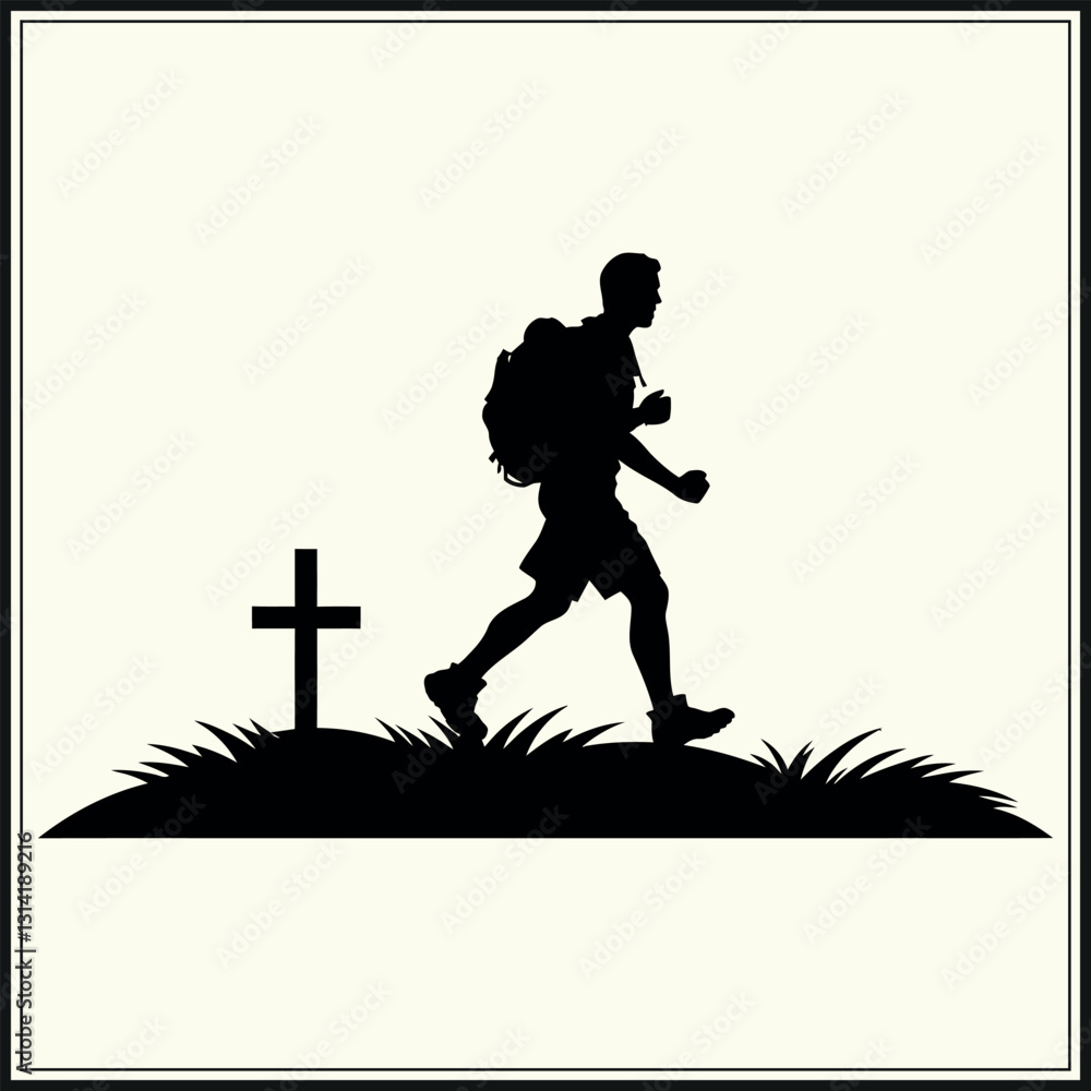 Cross Country Silhouette, Runner , jesus on cross Cross Country Silhouette, Runner , jesus on cross