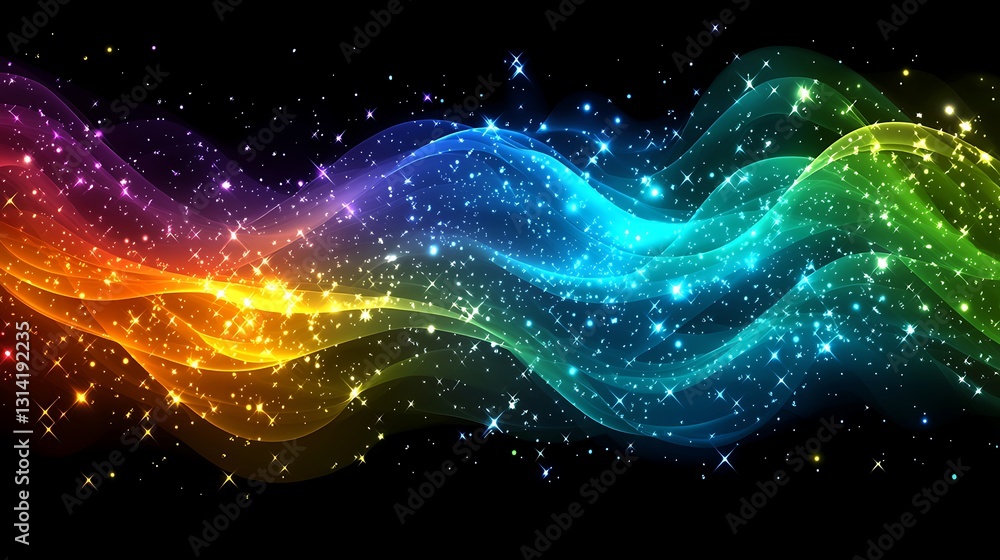 Fototapeta premium Cosmic Rainbow Wave Sparkle.