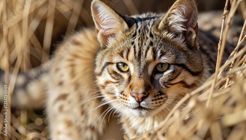 Wallpaper Mural Sleeper cat resting in dry grass Torontodigital.ca