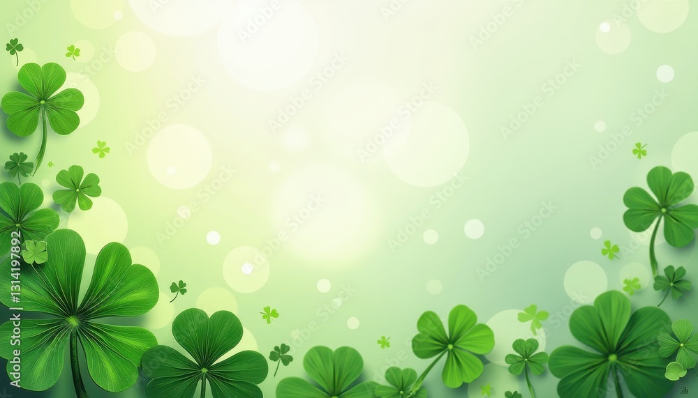 Vibrant St. Patrick's Day Celebration: Green Background with Abundant Clover Leaves. A green background with clover leaves and a white border. Vibrant St. Patrick's Day Celebration: Green Background with Abundant Clover Leaves. A green background with clover leaves and a white border.