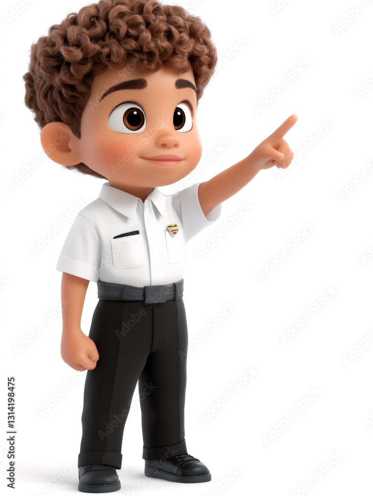 Cartoon boy pilot pointing with finger to the right side Cartoon boy pilot pointing with finger to the right side
