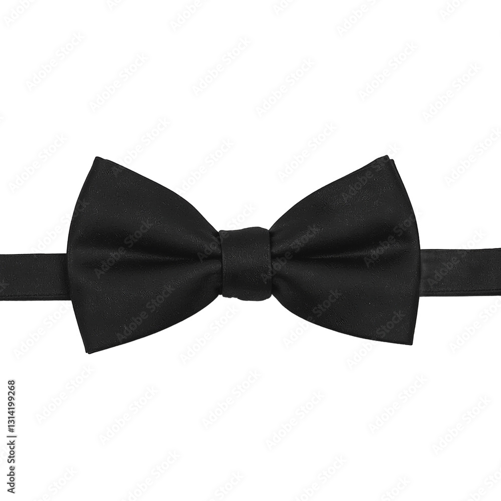 Elegant black bow tie on a clean white backdrop showcasing its timeless and refined style Elegant black bow tie on a clean white backdrop showcasing its timeless and refined style