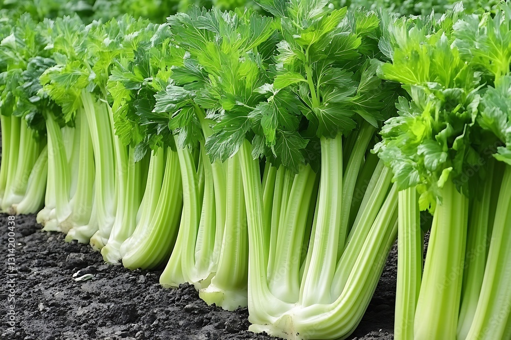 Obraz premium a row of celery plants