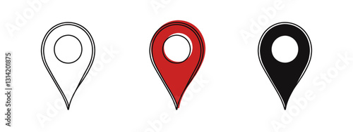 Map pin continuous one line drawing. Location, navigator, geolocation sign in simple linear style. Vector illustration.