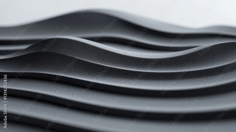 Fototapeta premium Textured surface with flowing waves in dark gray tones, creating modern aesthetic