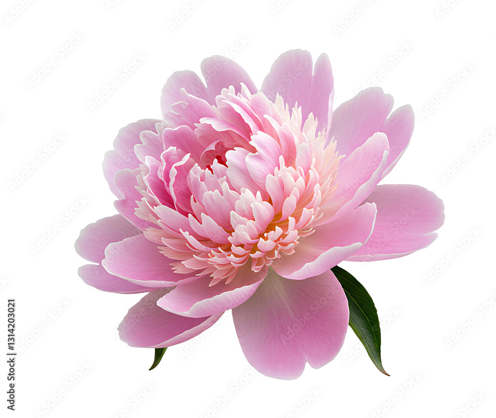 Obraz premium peony flower PNG. pink peony flower png. Beautiful springtime floral bloom of peony flower isolated on a transparent background. peony top view png. peony flat lay isolated