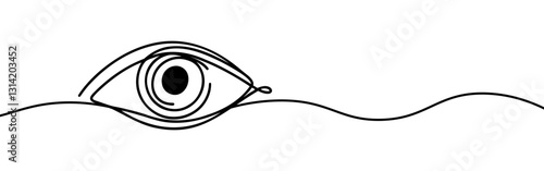 Eye continuous one line drawing. Human eye in simple linear style. Vector illustration.