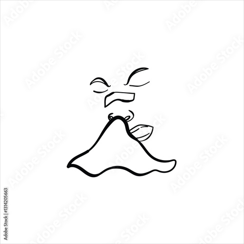 black and white illustration of a sneezing face silhouette, cartoon, good for your visual elements, vector format