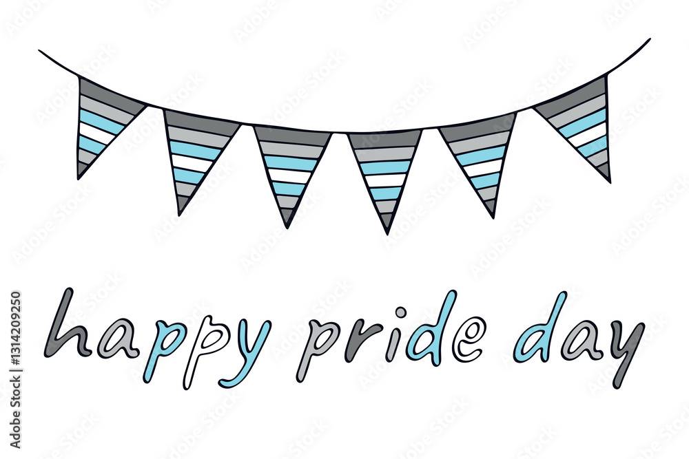 Obraz premium Colorful garland Demiboy pride flag Happy pride day LGBTQIA community Pride Month Vector hand drawn doodle for posters, stickers, logo, cards