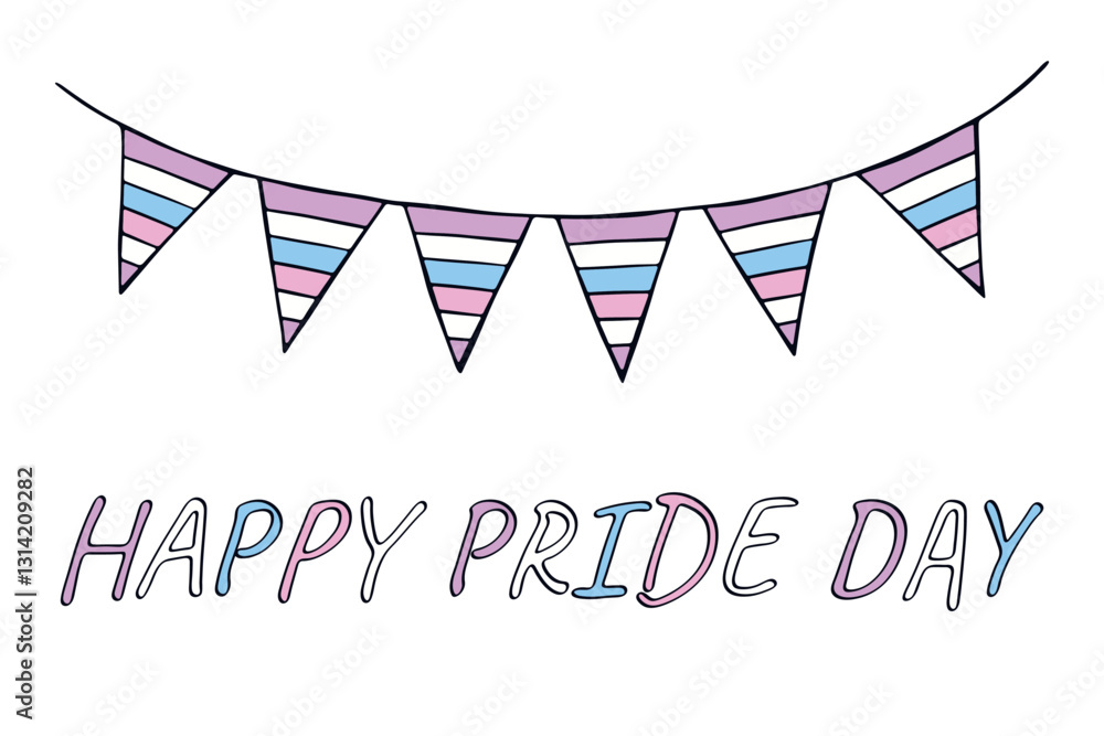 Obraz premium Colorful garland Intersex pride flag Happy pride day LGBTQIA community Pride Month Vector hand drawn doodle for posters, stickers, logo, cards