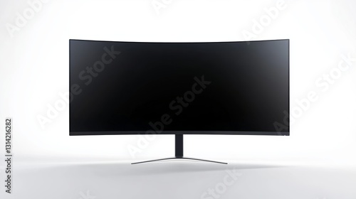 A front-facing 3D render of a blank LCD, LCM, LED, or TFT TV panel with a metallic surface, isolated on a white background photo